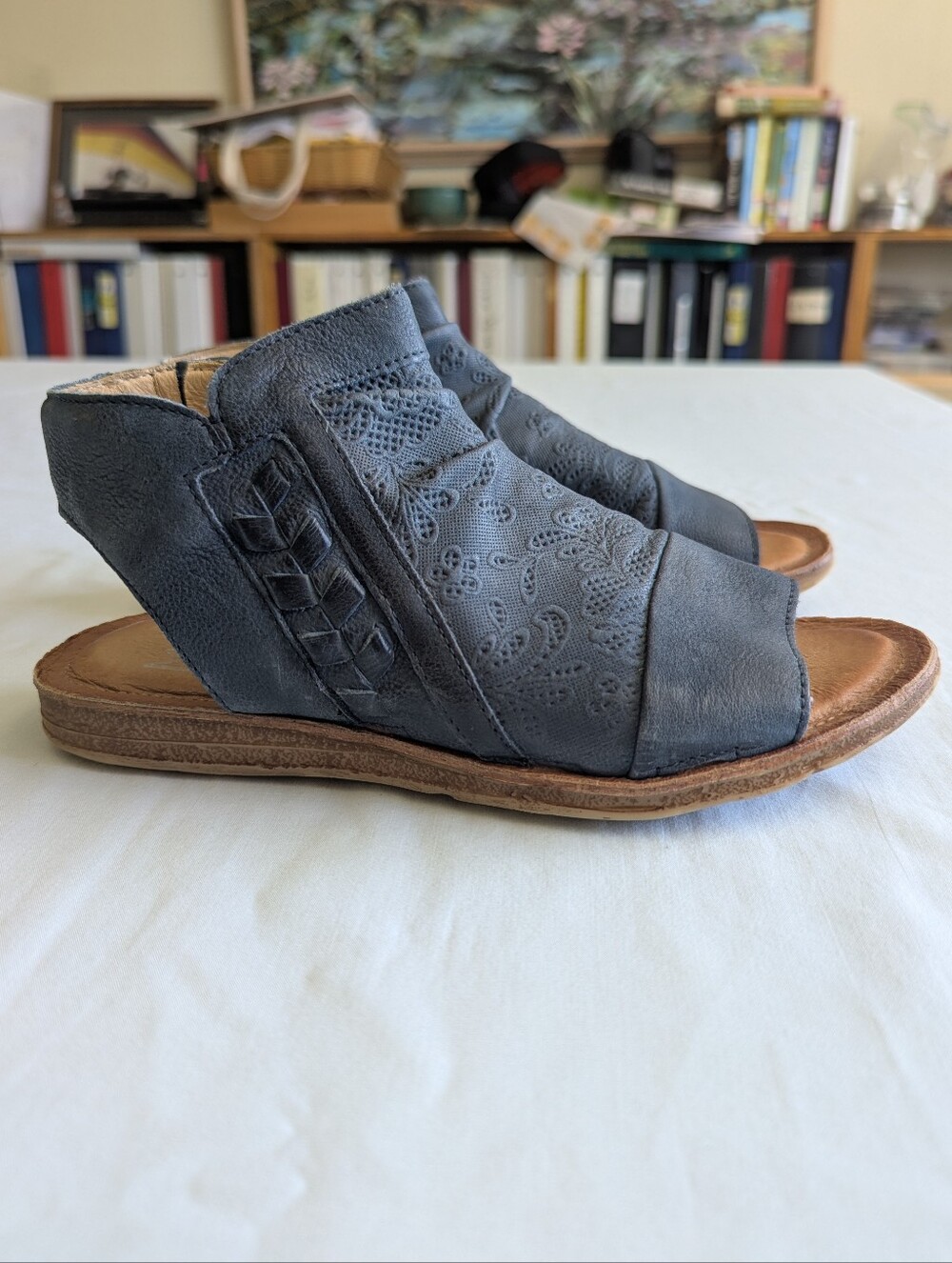 Miz Mooz Flaire Sandal In Dark Blue River Size 38